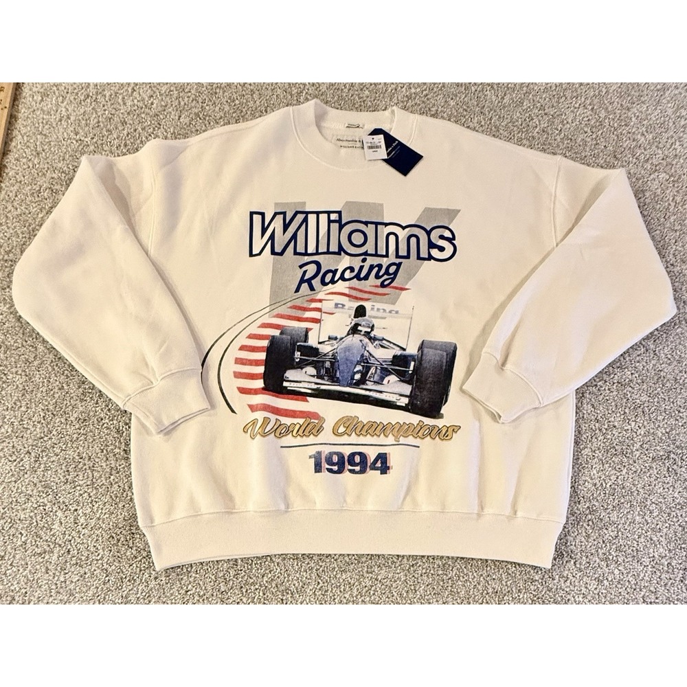 Williams Racing Abercrombie Fitch Sweatshirt Mens Large White F1 Racing 1994